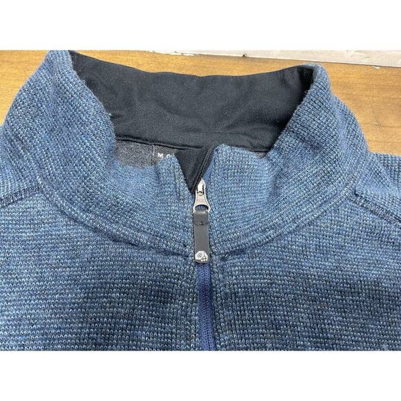 Mountain Hardwear Sweater Mens XL Blue Wool Blend 1/4 Zip Pullover Outdoors - Picture 5 of 16
